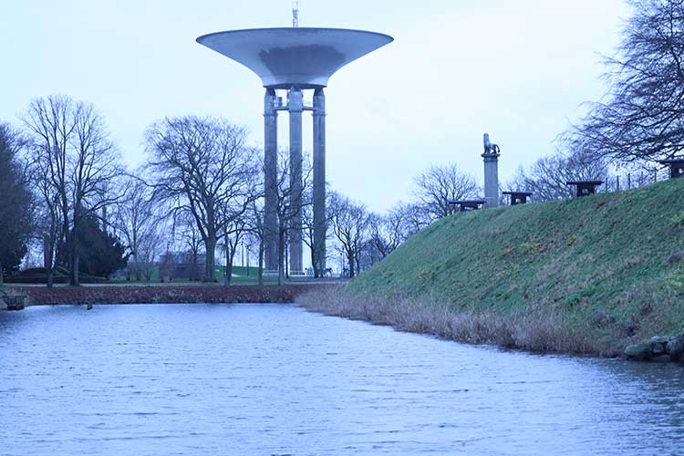 En sjö vid en gräsplätt